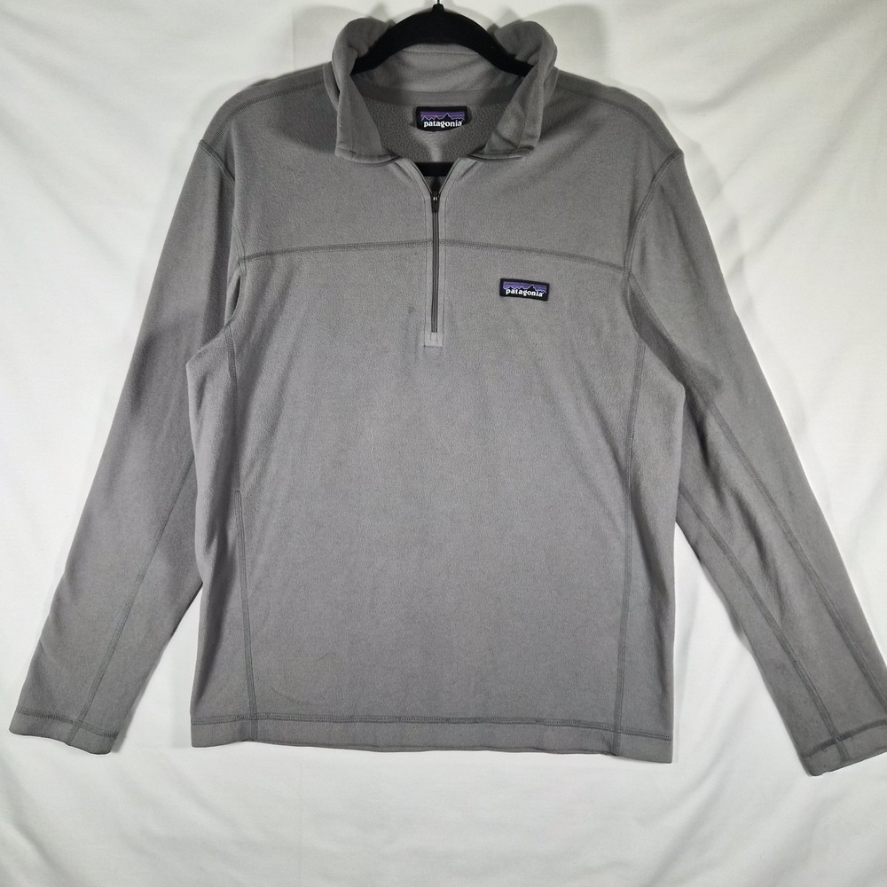 Patagonia Men's Medium Micro D Fleece Quarter Zip Pullover Gray Lightweight